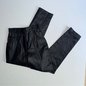 Vintage Together High Rise Straight Leg Leather Pants Black Size 4 Fully Lined